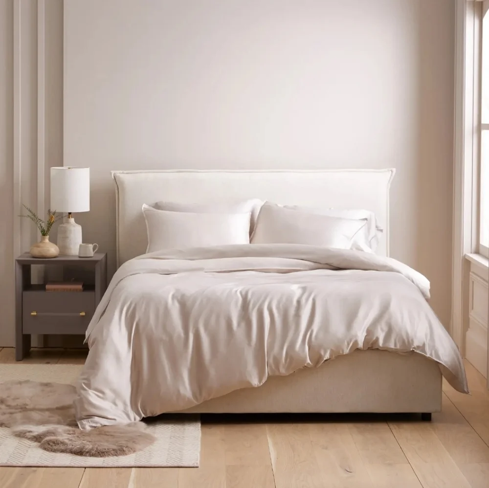 NWOT! Quince 100% Organic Vicose Bamboo -Sand Duvet Cover! Full/ Queen (722)